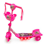 Patinete Infantil Luz E Musica Cesta Patrulha Canina Rosa