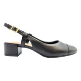 Scarpin Feminino Slingback Salto Bloco Baixo Confortável