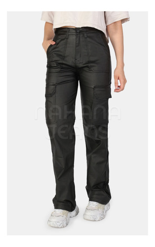 Pantalon Cargo Engomado Nahana Negro Elastizado