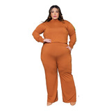 Conjunto Moletinho Elegante Plus Pantalona Curve Curvy 