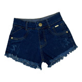 Short Jeans Infantil Barra Desfiada Moda Blogueirinha Menina
