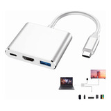 Adaptador Tipo C A Hdmi 4k Hub Convertidor Hub Usb3.0 3 En 1