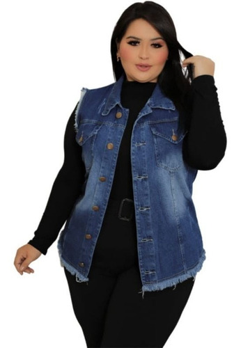 Colete Jeans Feminino Plus Size P M G G1 G2 G3 Lançamento