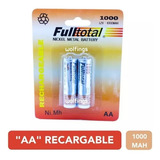 Pila Recargable Fulltotal Aa 1000mah Pack X 2 Pilas