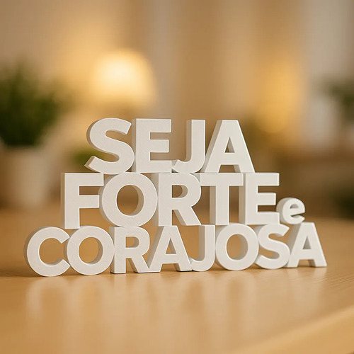 Letreiro Decorativo Moderno Frase Seja Forte E Corajosa 3d