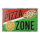 Erlood Pizza Zone - Placa Decorativa Para Pared, Diseño Retr