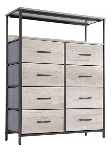 Lyncohome 8 Drawers Dresser With Shelves, Fabric Drawers Wi.