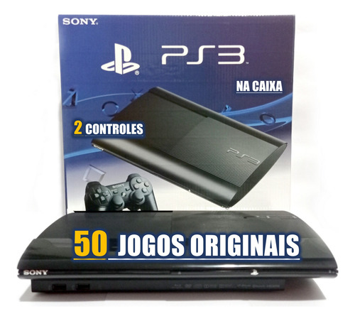 Console Ps3 Super Slim + 2 Controles + Jogos