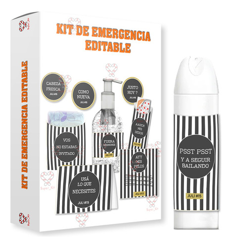Kit Emergencia Sos Para Baños Blanco Y Negro Editable
