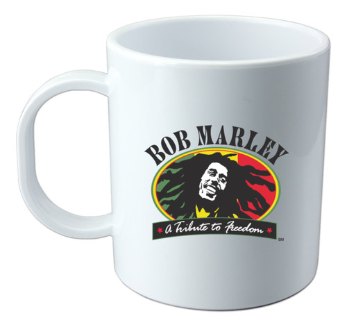 Taza Plástico Blanca Sublimada Personalizada Bob Marley