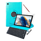 Capa Mini Teclado Para iPad 10.5 Tab A8 X205 + Pelicula Cor Água