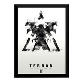 Quadro Starcraft Terran Logo Arte Game Poster Moldurado