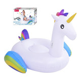 Unicornio Inflable Gigante Flotador Niños Piscina Pileta Mar Color Blanco