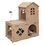 Casa Cama Rascador Mueble De Carton Corrugado Gato Mascota