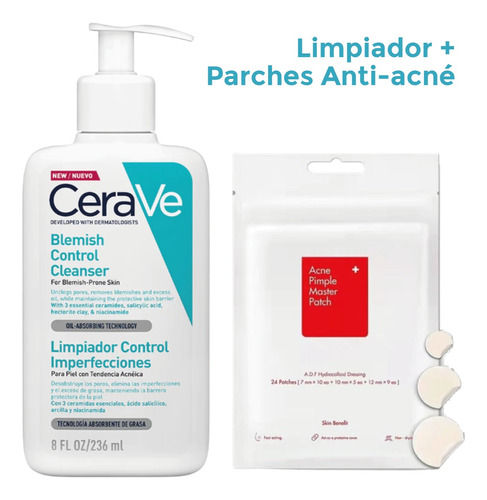 Parches Anti Acne + Limpiador Control Imperfecciones Cerave