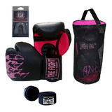 Kit Bolsa Muay Thai Porta Luva+bandagem +bucal The Fight