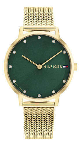 Reloj Tommy Hilfiger Pippa Mujer 1782668 Color De La Correa Dorado Color Del Fondo Verde