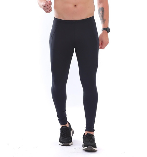 Calça Legging Masc Compressão Corrida Pro Racing C/ Bolsos