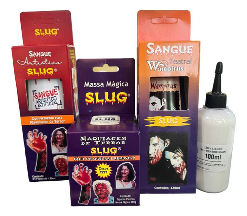  Kit Completo De Maquiagem Artística De Terror Slug 4 Itens
