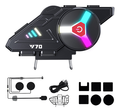 Intercomunicador Audífonos Motos Para Casco Bt5.3 Rgb Ip67