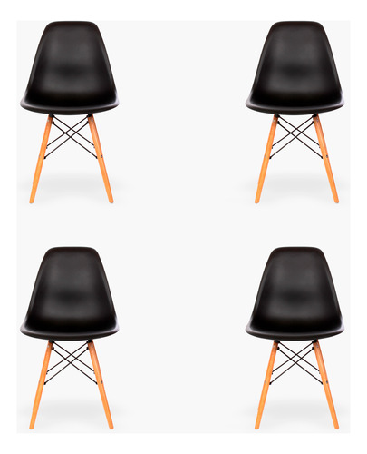 Pack 4 Sillas Comedor Eames Dsw Negro Form