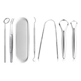 Kit De Aseo Dental En Acero Inoxidable 6 Piezas Con Estuche