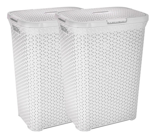 Canasto Cesto Para Ropa Sucia Baño Plastico Rattan Grande X2 Colombraro