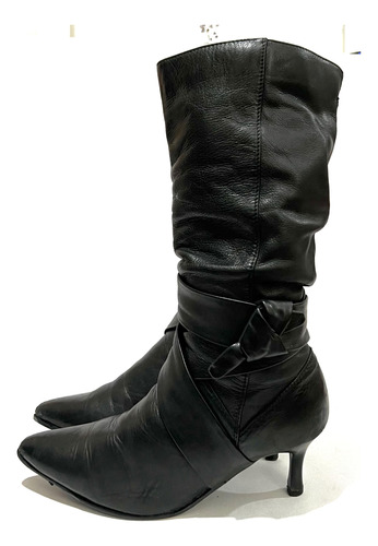 Bota 100% Cuero Marca Marquis N*37 Negro Usado