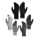 3 Pares De Guantes De Punto De Invierno Para Mujer Con Dedos