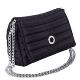 Bolsa Bandolera Sundar Crossbody Andrea Diseño Lisa De Poliéster  Negra Con Correa De Hombro Metálico Y Herrajes Metal