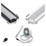 Kit Perfil Embutir Slim 2 Metros+fita Led+fonte 12v 2a Slim Cor Da Luz Preto Branco-quente 110v/220v