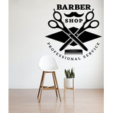 Vinil Decorativo Barbería Logo Tijeras Para Pared