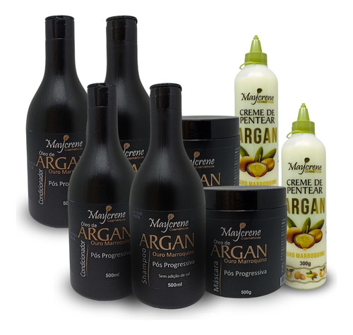 02 Kits Argan Branco C/ Creme De Pentear 300g - 8 Produtos