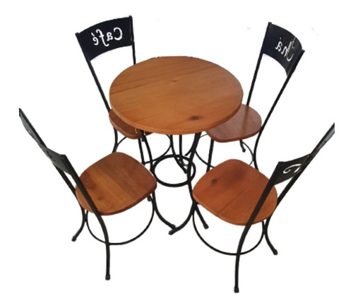 Jogo Mesa Café Madeira Ferro Com 4 Cadeiras