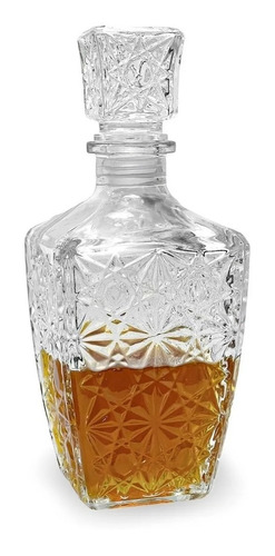 Licorera Botella Vip Whisky Licor Vidrio Labrado Con Tapón