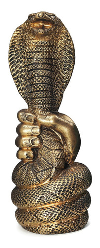 Cobra Naja E Mãos Resina Dourada Estátua Decoração Dourada Cor Dourado
