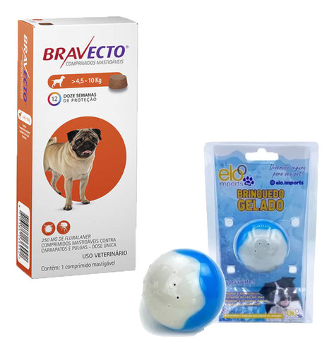 Antipulga Carrapato Bravecto Cães 4,5 A 10 Kg + Bola Gelada