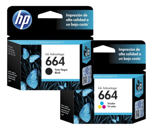 Combo Tintas Hp 664 Negro+tricolor F6v29al F6v28al Original