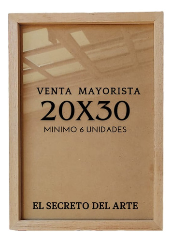 Marco Box Cajon  20x30 Madera Kiri Natural Vidrio 