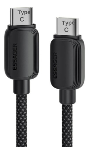Cable Tipo C Essager 5a Carga Rápida 100w Para iPhone 15/ 15 Pro Max/ Macbook/ iPad/ Samsung/ Huawei - 1 Metro Negro