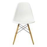 Silla De Comedor Eames Polipropileno Madera Natural Blanca Ballsellings