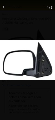 Retrovisor Chevrolet Silverado 1999 A 2007 Manual Negro Lh Foto 3