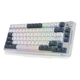 Teclado Bluetooth Royal Kludge Rkh81 Qwerty Rk Cyan Color Blanco Con Luz Rgb