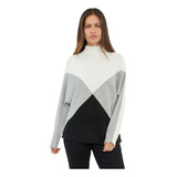 Sweater Mujer Color Block Gris Print Corona