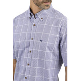 Camisa De Caballero Ferrioni Regular Azul Manga Corta