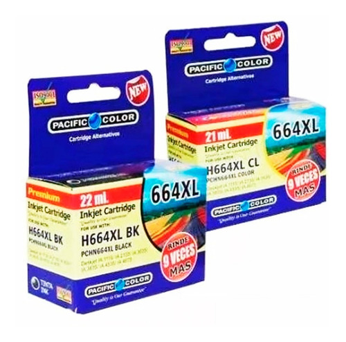 Pack Tinta H-664 Xl Negra Y Color Alternativa, Envio Gratis