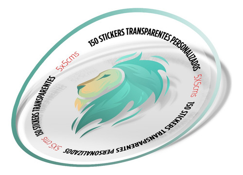 150 Stickers Personalizados Vinil 5x5 Cm Transparente