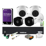 Kit Cftv 4 Cam Intelbras 1120 Dvr 4ch Intelbras C/ 1t Purple