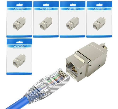 5 Pack Jack Cat 7 Vention Rj45 Blindado Autoponchable Ftp