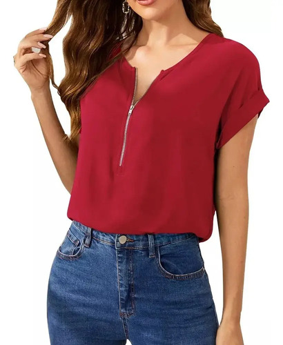 Blusa Moda Casual Elegante Dama Manga Corta Moda Cuello V | MercadoLibre